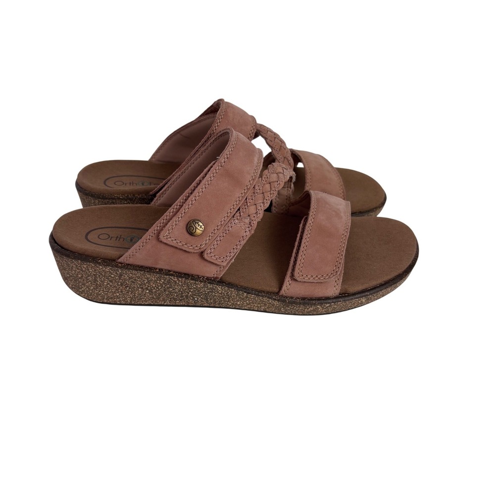 Orthofeet Malibu Womens Mauve Leather Orthopedic Slide Sandals 67019 Size 9.5 B